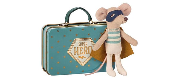 Maileg Superhero Mouse and Suitcase
